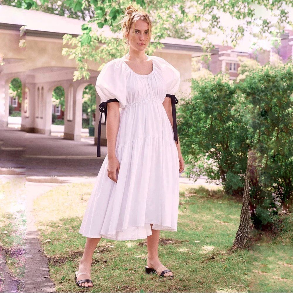 Eliza Faulkner Jolen Bow Sleeve Dress in Black White Size Medium